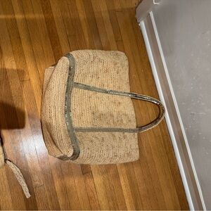 Vanessa Bruno Elegant Tan Woven raffia Tote Bag